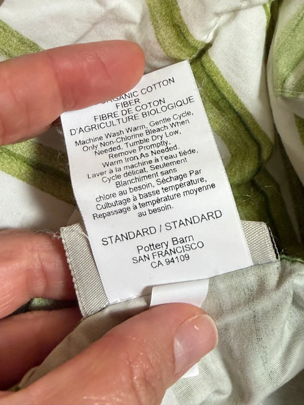 Pottery Barn Palm Duvet Cover & Sham Set Full Queen Organic Cotton Tropical Gree